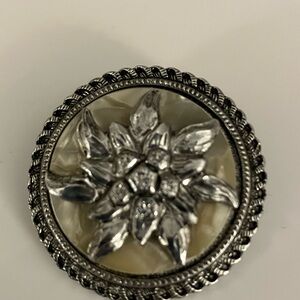 Vintage West German edelweiss mother-of-pearl scarf clip